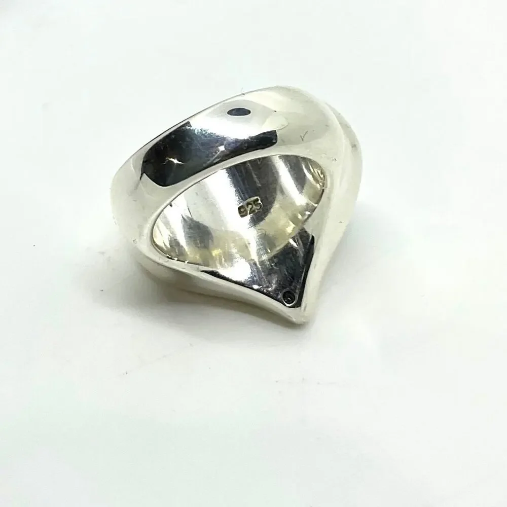 Sterling Silver Jewelry-Large Modernist Puffed Heart Ring (Size 7) - Picture 4 of 7